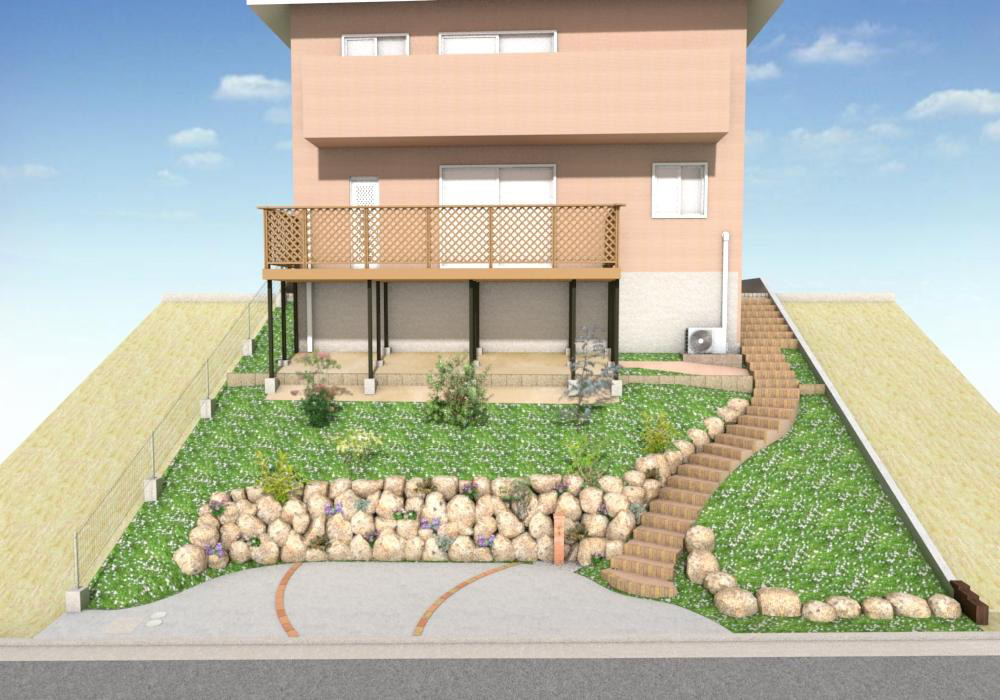 外構工事 斜面・法面活用 施工前写真