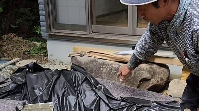 外構工事 動画 【外構職人の日常07】沓脱石の据え付け